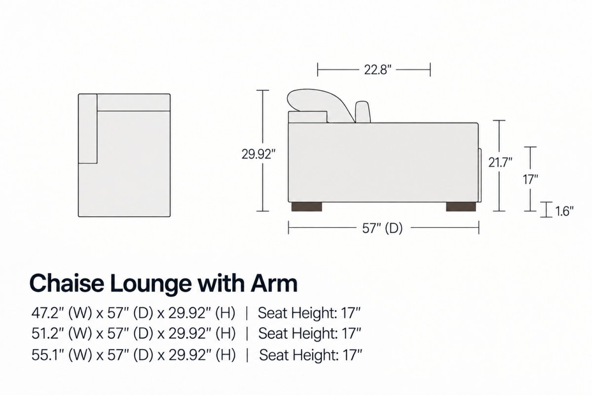 HUNTER Fixed Chaise with Arm