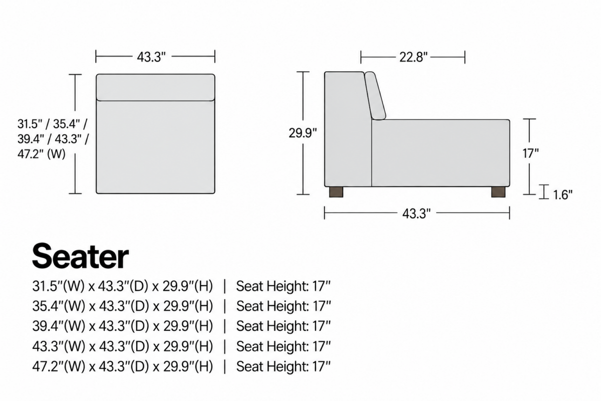 HUNTER Fixed Armless Seater