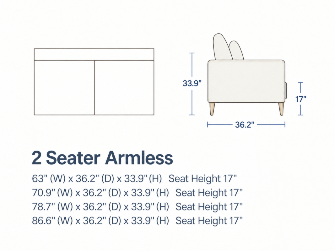 LOUIS 2 Seater Armless