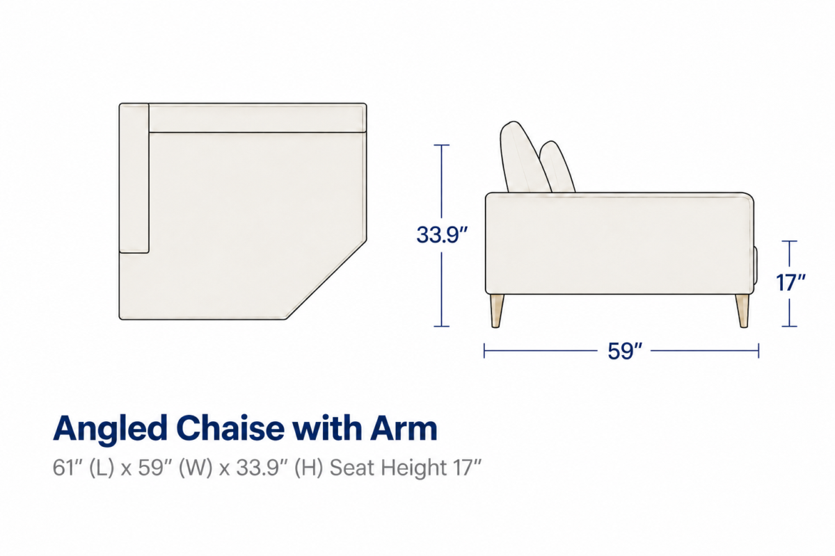 LOUIS Angled Chaise with Arm