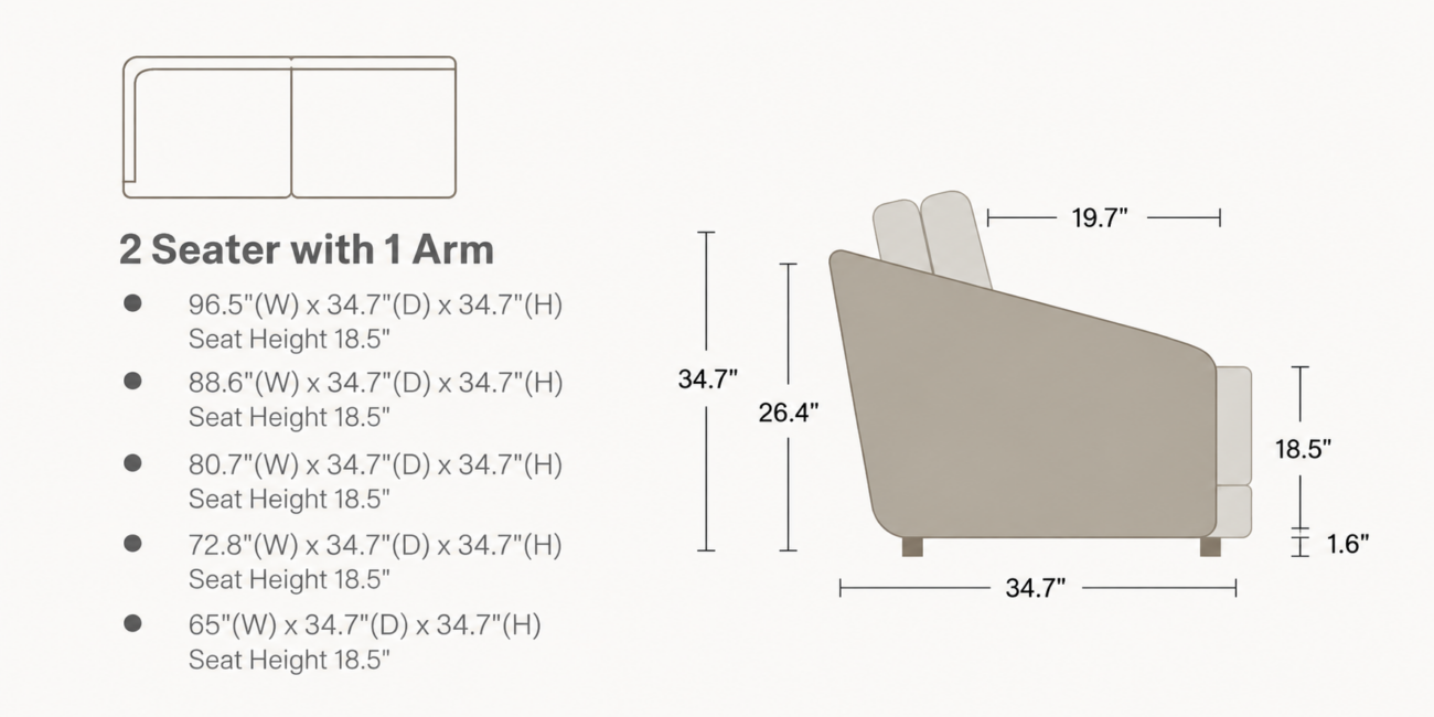 MELA 2 Seater with 1 Arm