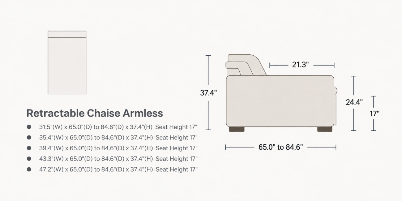 NELLA Retractable Armless Chaise