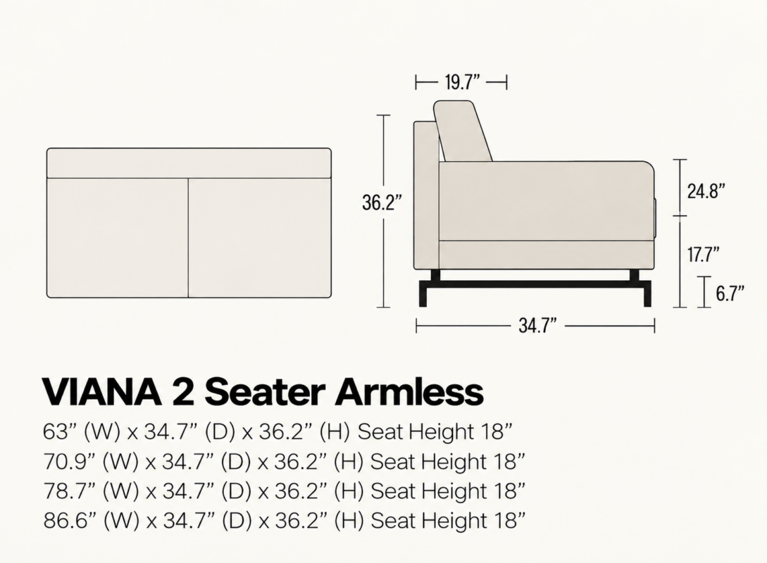 VIANA 2 Seater Armless