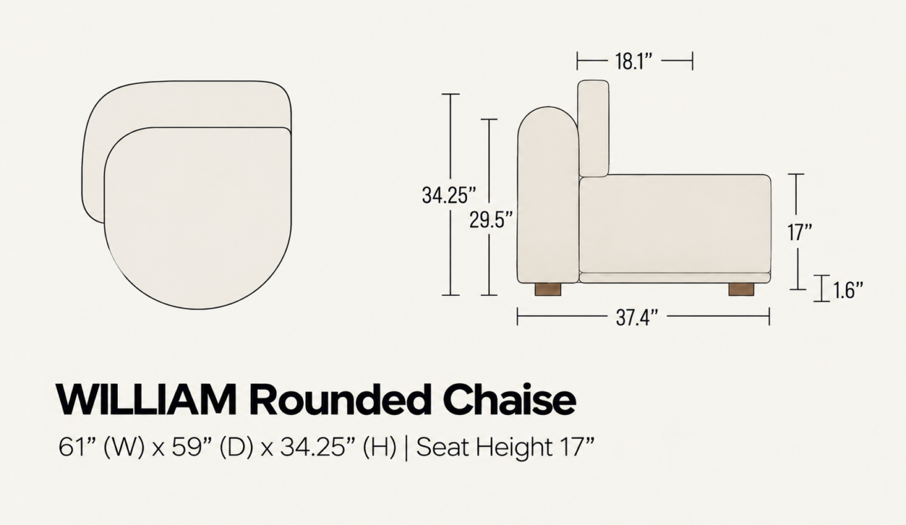 WILLIAM Rounded Chaise