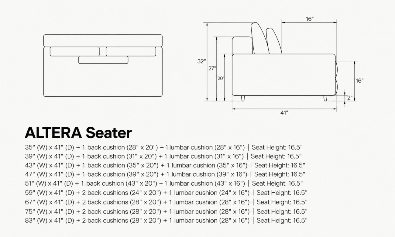 ALTERA Seater with 1 Arm and Bolster