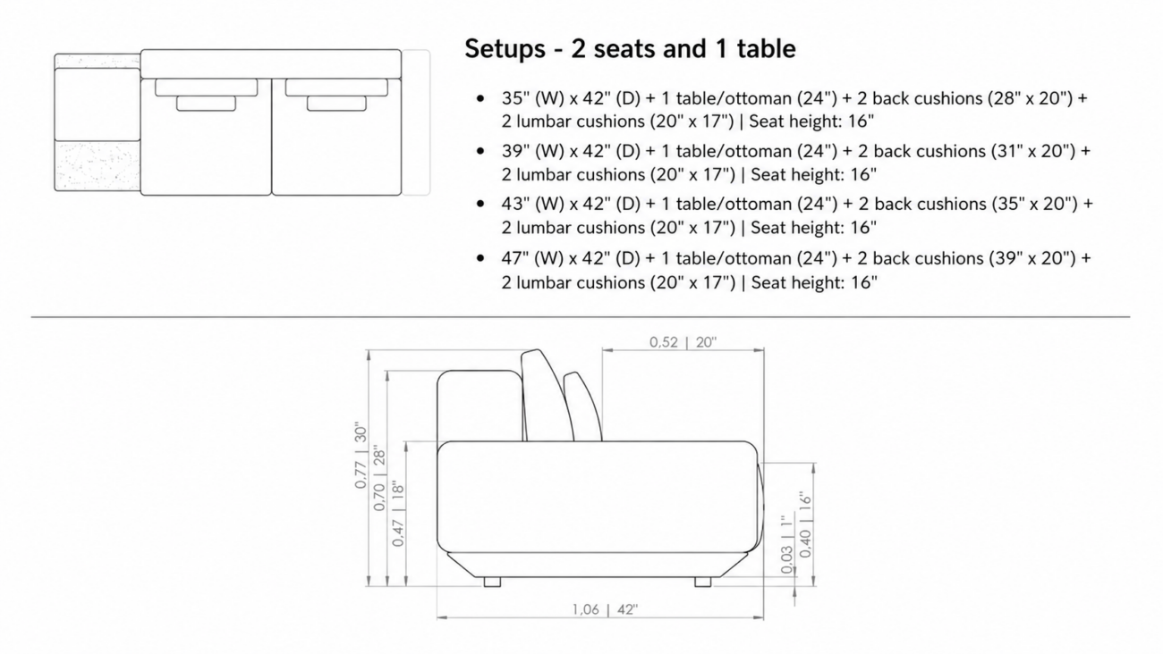CHELSA 2 Seater with 1 Table