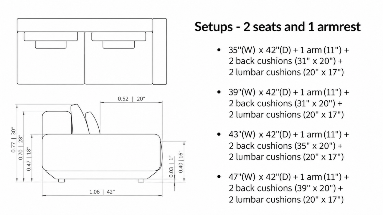 CHELSA 2 Seater with 1 Arm