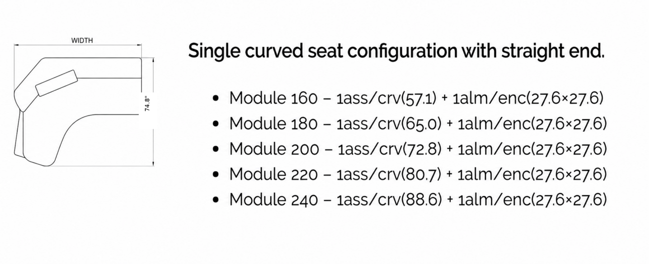 CYLUS Curved Seater with Straight End