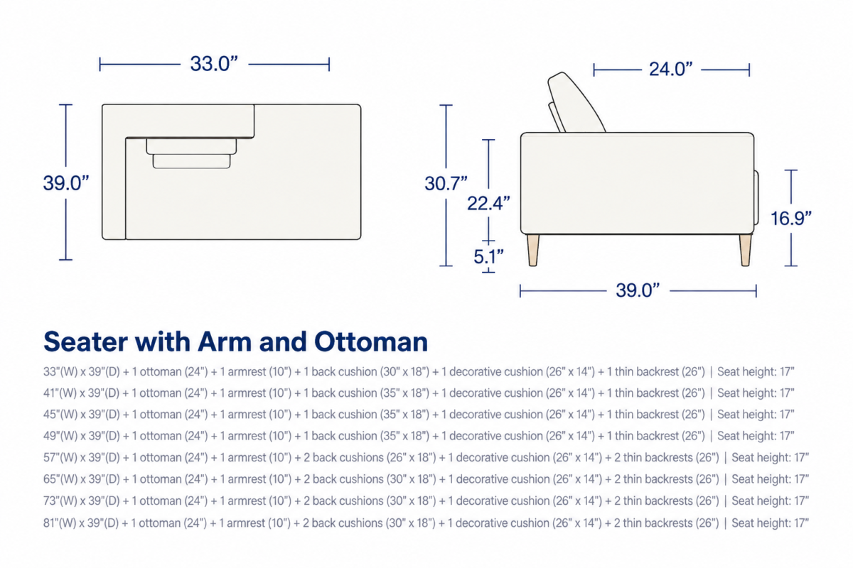 DECK Seater with Arm and Ottoman
