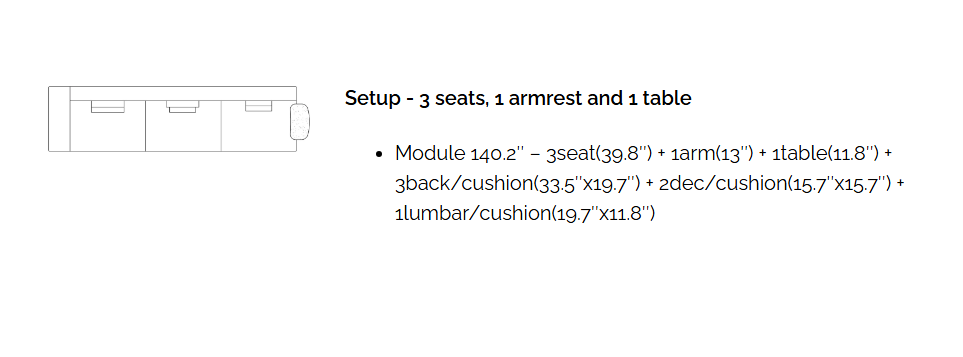 FLYNN 3 Seater Sofa with 1 Arm and Table