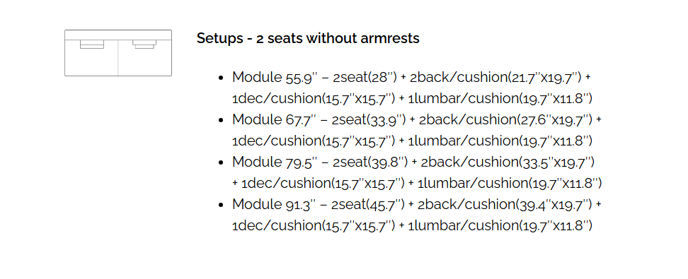 FLYNN 2 Seater Armless