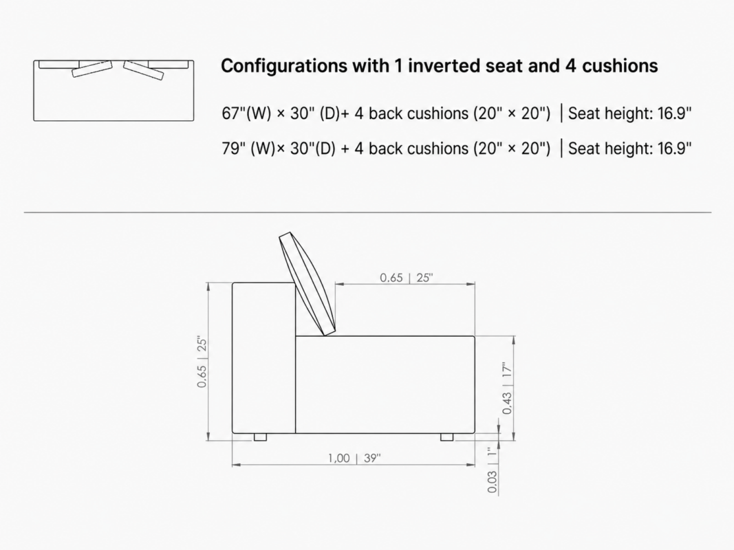 LARSON Inverted Seater with 4 Cushion