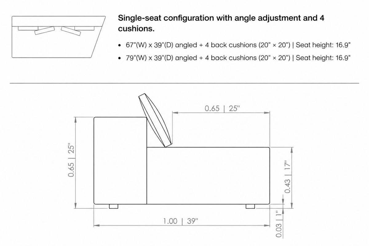 LARSON Angled Seater with 4 Cushion