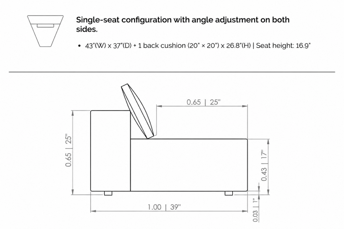 LARSON Angled Seater with Backrest