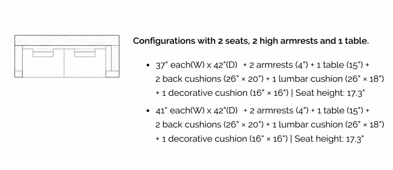 LONDON Sofa with High Arms and Table