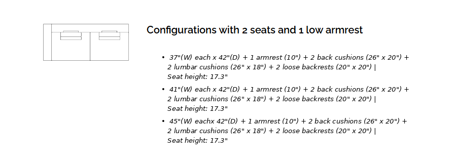 LONDON 2 Seater with 1 Low Arm