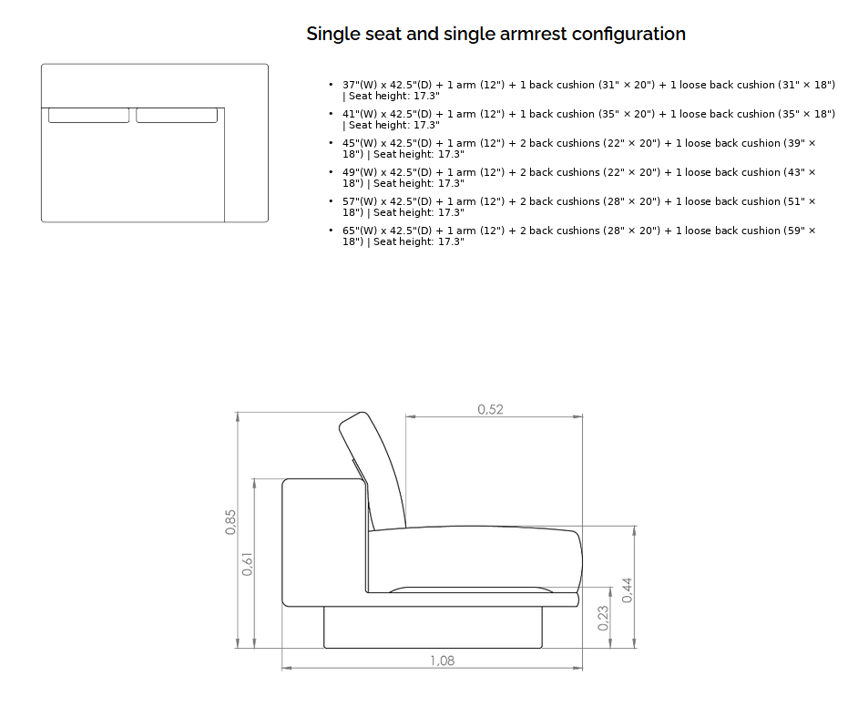 ROSE 1 Seater with Arm