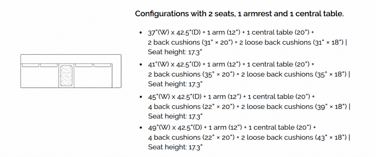 ROSE 2 Seater with 1 Arm and Center Table