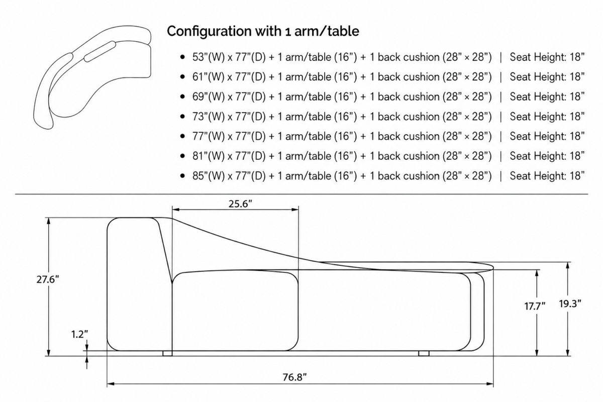 BELMONT 1 Seater with Arm and Table