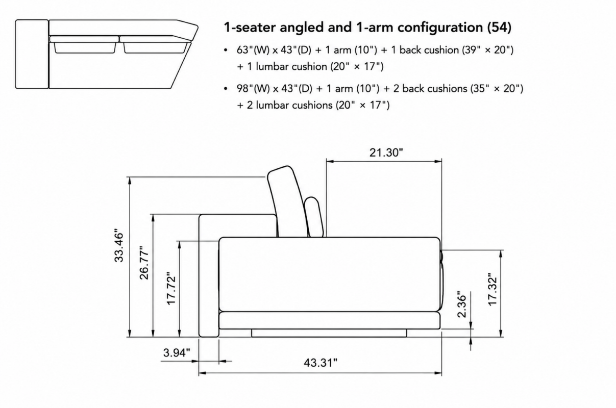 VIVIAN Angled Seater with Arm