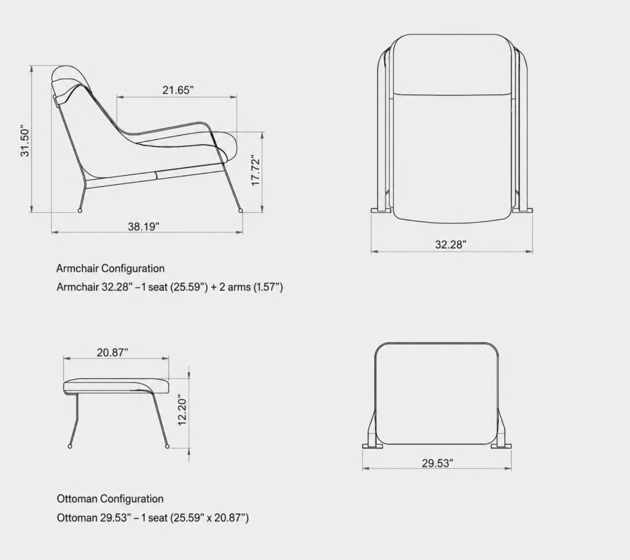 MONTANARO Armchair with Footrest