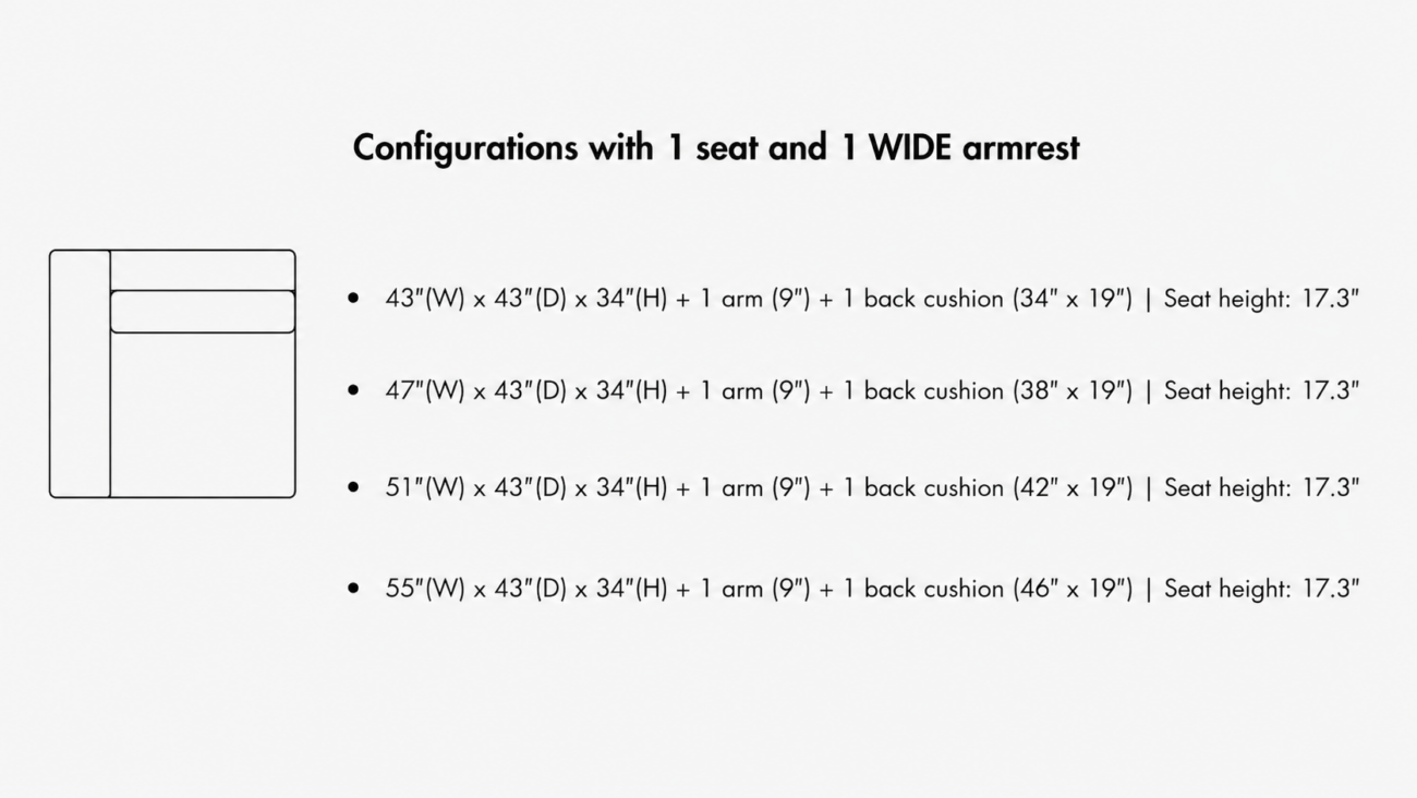 IVY 1 Seater with 1 Wide Armrest – Manual Recliner