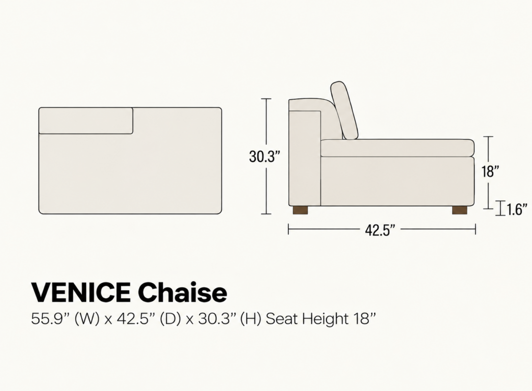 VENICE Fixed Armless Chaise
