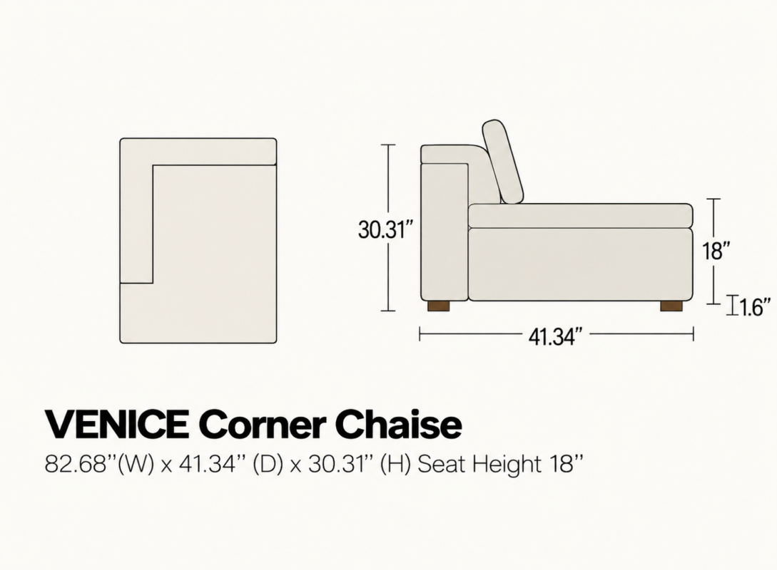 VENICE Fixed Armless Chaise