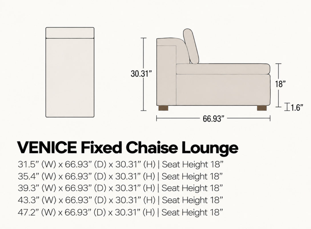 VENICE Fixed Armless Chaise