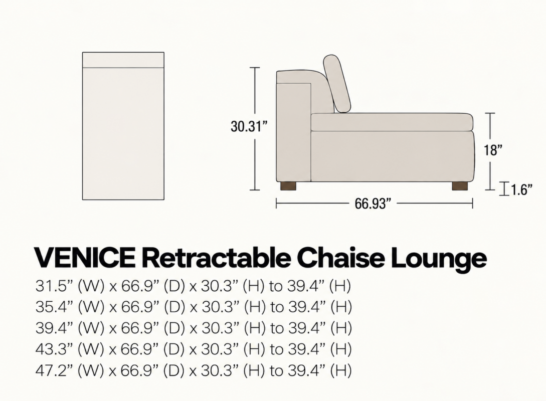 VENICE Fixed Armless Chaise