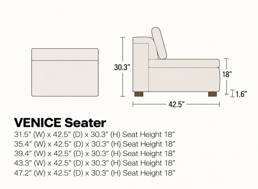 VENICE Fixed Armless Chaise