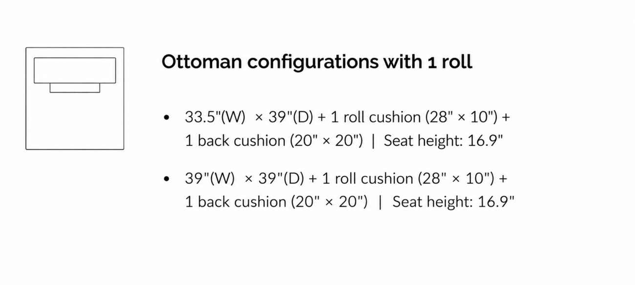 LARSON Ottoman with 1 Roll Cushion