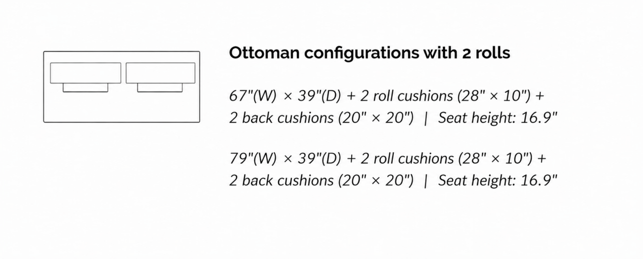 LARSON Ottoman with 2 Roll Cushion